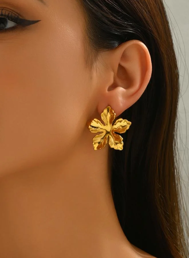 Take Two Women Metal Floral Design Earrings